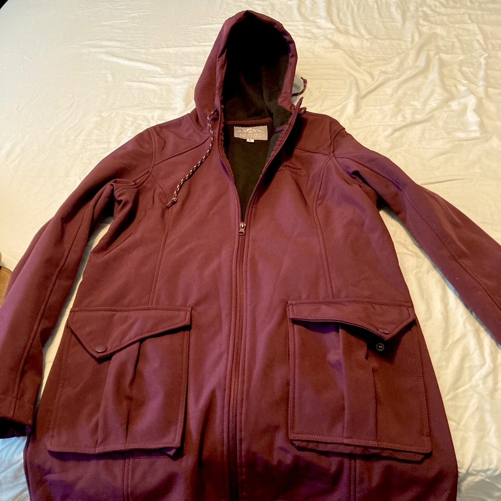 Long fleece lined shell jacket for women.